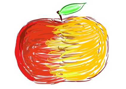 A fruit half apple, half orange. What would it taste like near the center? AppleOrange.xcf